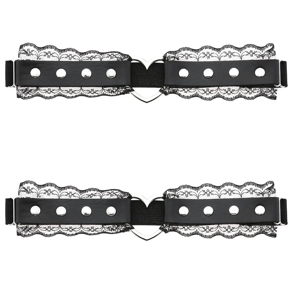 🍓$5 Pick!🍓 YunPeng Set of Punk Lace Heart Thigh Garters